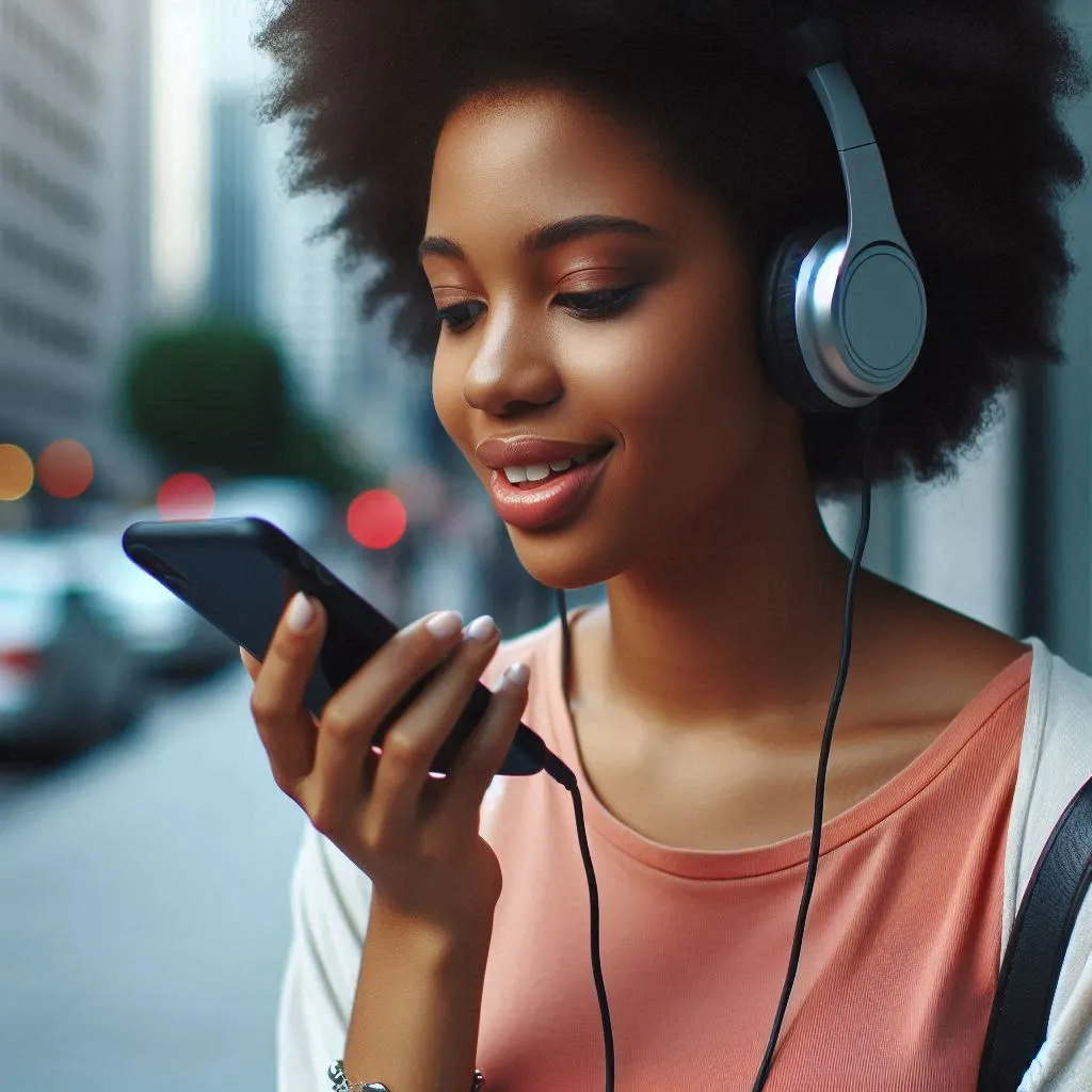 mulher conversando no telefone em inglês